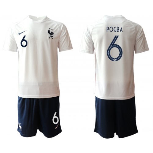 Frankrig Fodboldtrøjer Paul Pogba 6 Børn Udebanesæt Euro 2020 Kort ærmer Frankrig Fodboldtrøjer Paul Pogba 6 Børn Udebanesæt Euro 2020 Kort ærmer